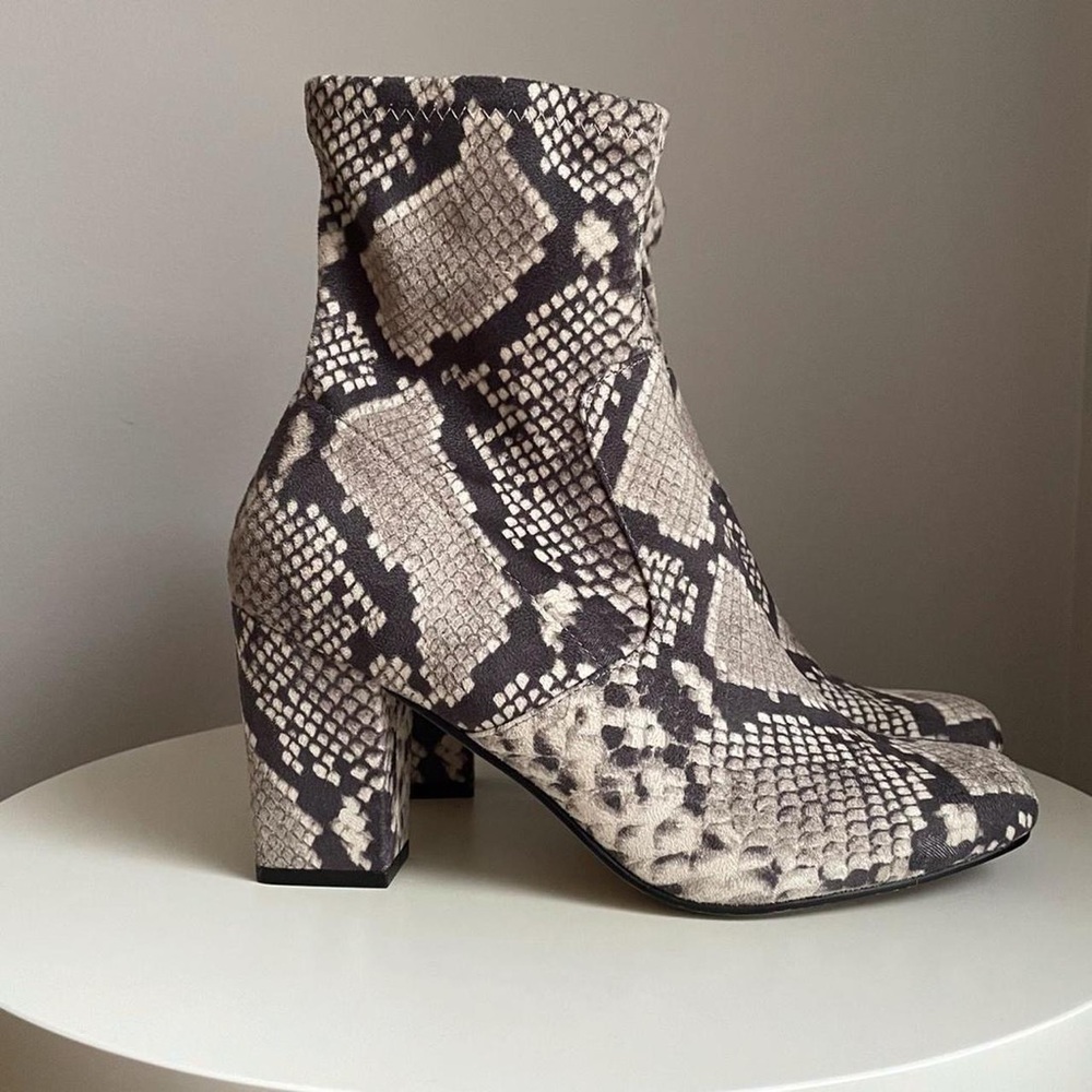 Steve Madden Snakeskin Suede Sock Elroy Booties